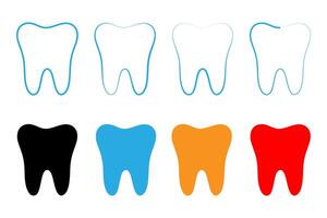 Collection of teeth icons in flat and line art style vectors. vector