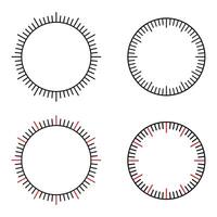 Divided into minutes and seconds round meter scale blank mechanical clock face. vector