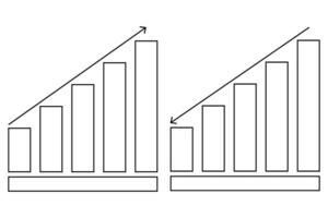 incrementar o disminución grafico línea icono vector. vector