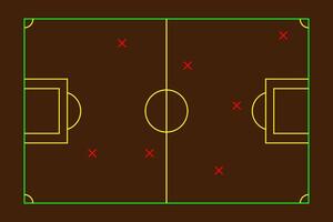Soccer strategy football game tactical scheme drawing on chalkboard. vector