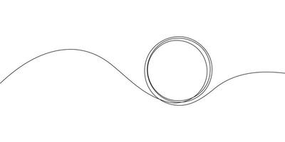 Continuous one line circle icon stroke stretch single shape vector zen drawn abstract round.