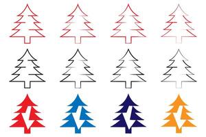 The Christmas tree icon is an isolated outline vector from the winter collection for apps, ui and web.