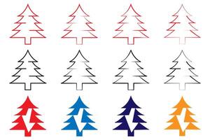 The Christmas tree icon is an isolated outline vector from the winter collection for apps, ui and web.