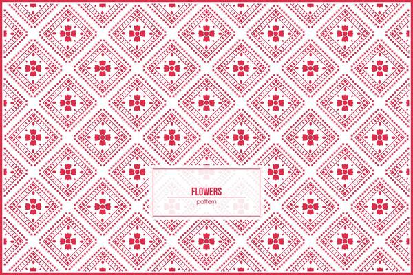 beautiful red flowers pattern inside rhombus