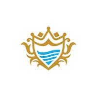 Royal Shield Crown Water Ornament Luxury illustration logo design, suitable for your company vector