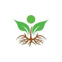 Human Leaf Root logo, abstract, healthy logo vector illustration design template