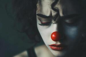 AI generated Upset clown in depression photo