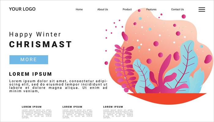 Winter season Landing Page, New Year 2024 with nature landscape for website,template,banner or greeting card,vector illustration