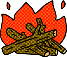 quirky comic book style cartoon campfire png