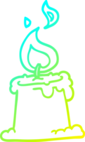 cold gradient line drawing cartoon candle burning png