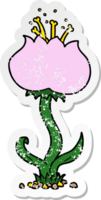 distressed sticker of a cartoon exotic flower png