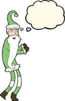 Cartoon-Weihnachtsmann mit Gedankenblase png