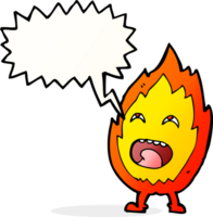 Zeichentrickfigur Flamme mit Sprechblase png