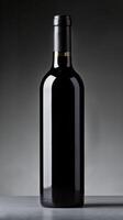 AI generated Elegant wine bottle on a neutral background photo