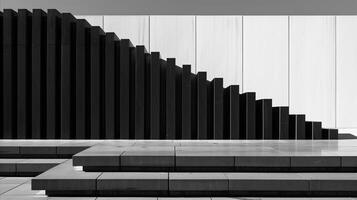 AI generated Modern black staircase on a white backdrop in raw style photo