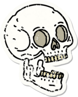 Traditionelles Distressed Sticker Tattoo eines Totenkopfes png