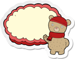 sticker of a cartoon bear in hat png