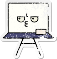 distressed sticker of a cute cartoon white board png