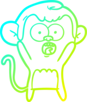 línea de gradiente frío dibujo mono sorprendido de dibujos animados png
