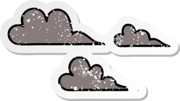 distressed sticker of a cute cartoon storm cloud png