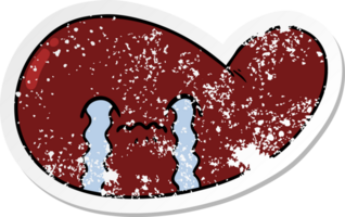 distressed sticker of a cartoon gall bladder crying png