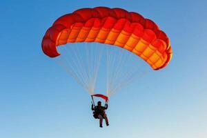 ai generado un persona haciendo paracaidismo en el cielo. ai generado foto