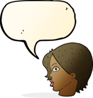 cartoon staring woman with speech bubble png