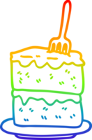 dibujo de línea de gradiente de arco iris rebanada de pastel de dibujos animados png