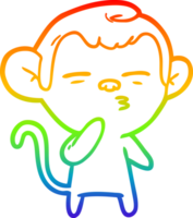 rainbow gradient line drawing cartoon suspicious monkey png