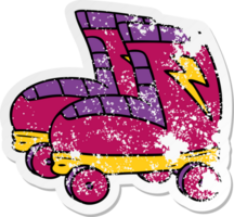 Distressed Sticker Cartoon Doodle von Rollschuhen png