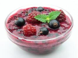 Berry jam with mint photo