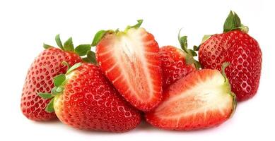 Juicy strawberry on white backgrounds photo