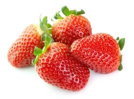 Ripe strawberry on white backgrounds photo