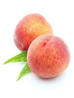 Sweet peaches on white backgrounds photo