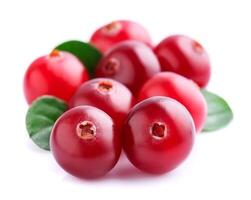 Cranberries with leafs. photo