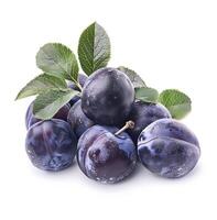 AI generated Sweet plums with leaves photo