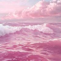 AI generated Pink sea waves photo