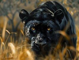 AI generated Black panter close up photo