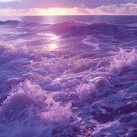 AI generated purple ocean waves photo