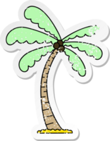 autocollant en détresse d'un palmier de dessin animé original dessiné à la main png