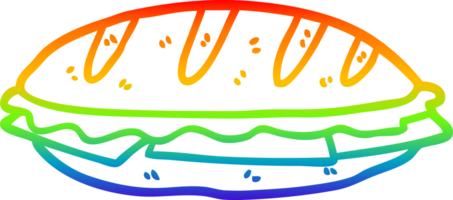 Sándwich de queso de dibujo de línea de degradado de arco iris png