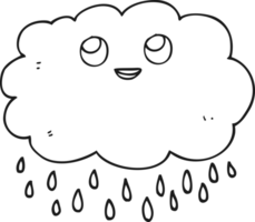 Preto e branco desenho animado nuvem de chuva png