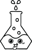 line drawing cartoon science beaker png