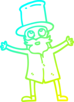 cold gradient line drawing cartoon victorian man png