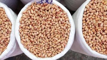 top view of f pistachios nut displayed on street in istanbul video