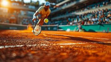 ai generado un energia alta foto capturar el intensidad de un tenis partido