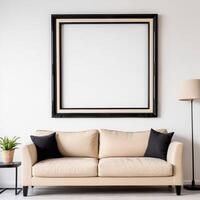 AI generated photo of a modern living room with wall frame