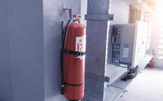 Fire extinguisher available in solar panel inveter room. photo