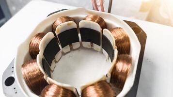 Close up the Fan stator winding circuit for disassembly analysis. photo