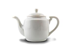 White ceramic tea pot isolated on white background with clipping path. photo